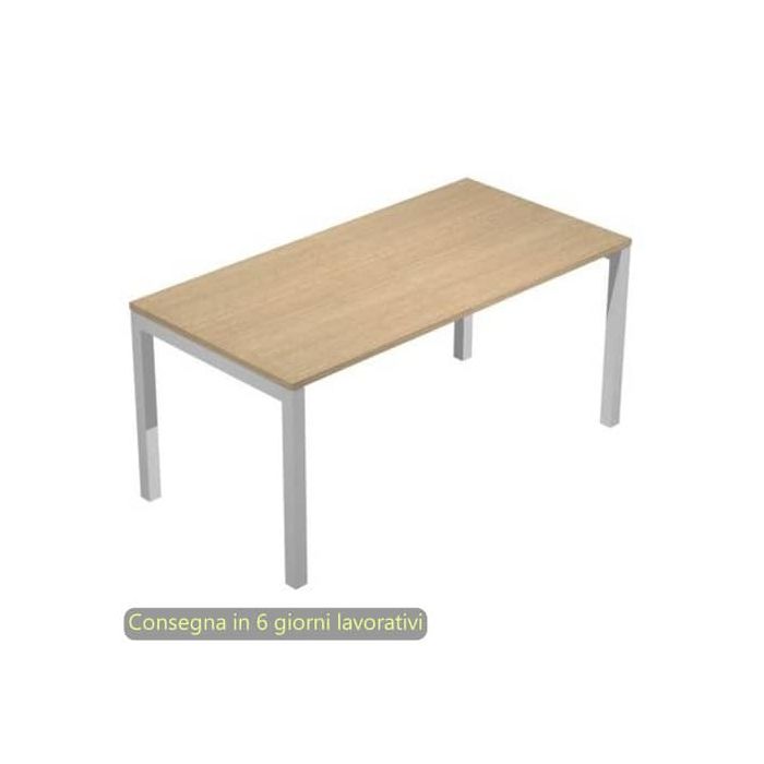 Scrivania piano rovere180x80xH.72,5 cm gamba a ponte metallo grigio alluminio piano rovere - 665/C main product photo