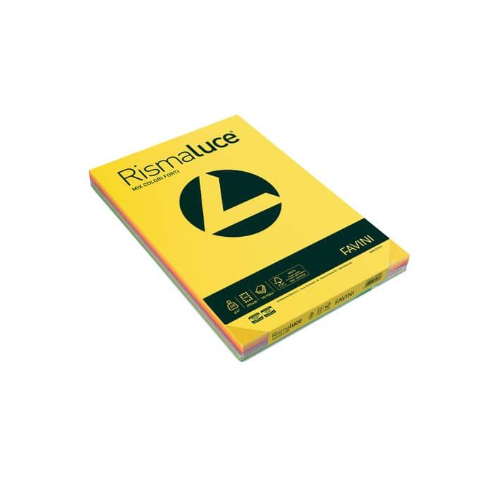 Carta colorata Favini Rismaluce colori forti 200 g/m² A3 mix 8 colori - Risma da 125 fogli - A67X113 main product photo