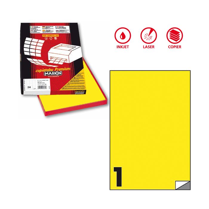 Etichetta adesiva C/503 giallo fluo 100fg A4 210x297mm (1et/fg) Markin main product photo