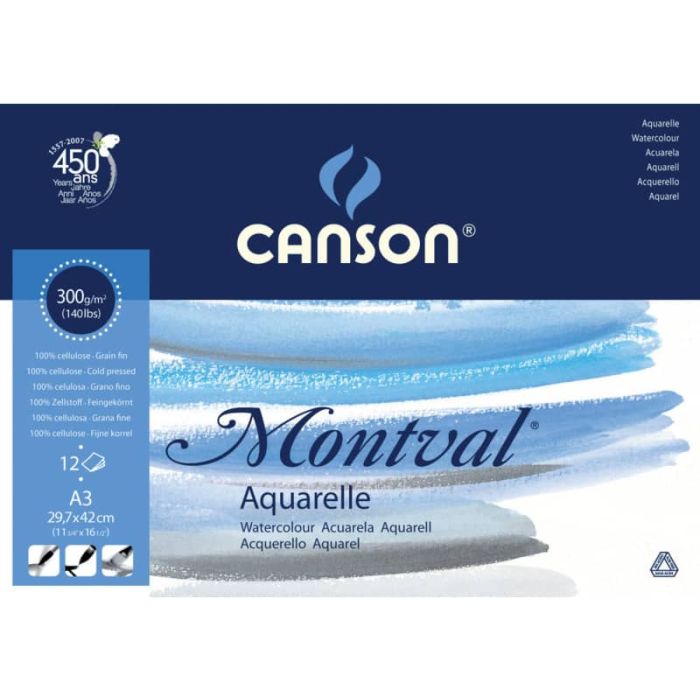 Blocco collato Canson Linea Acquerello Montval bianco 300 g/m² 12 fogli 24x32cm C200807319 main product photo