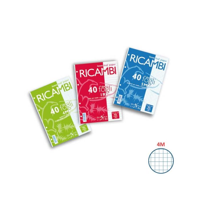 Ricambi per quaderni Maxima Pigna a 4 fori 80 g/m² A4 4mm Conf. 40 pezzi - 00629034M main product photo