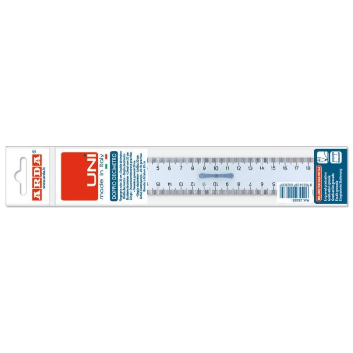 Doppio decimetro ARDA Linea Uni plastica fumé ottico trasparente 20 cm 283SS main product photo