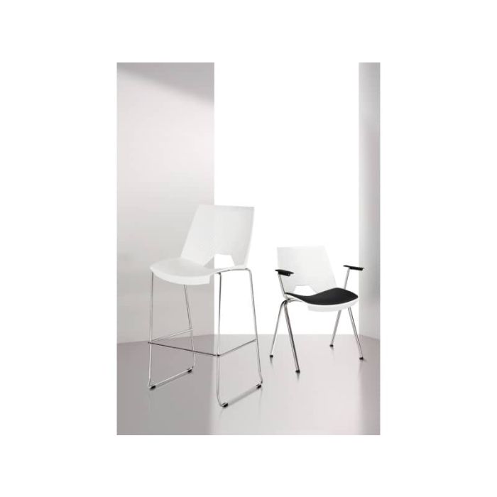 Sgabello alto su slitta Unisit Strike SKS struttura a filo d'acciaio cromato - PPL rosso - SKS/RO main product photo