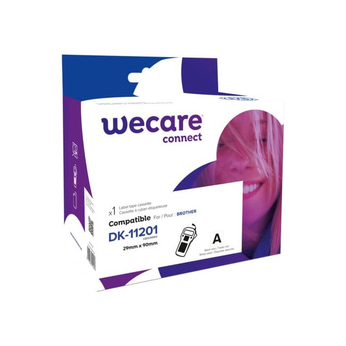 Rotolo 400 etichette compatibili Brother 29 mm x 90 mm Wecare nero/bianco K80049W4 main product photo