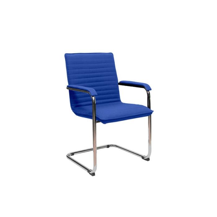 Sedia visitatore su slitta Unisit Cyndy CNS - rivestimento ignifugo blu - con braccioli - CNS/IB main product photo