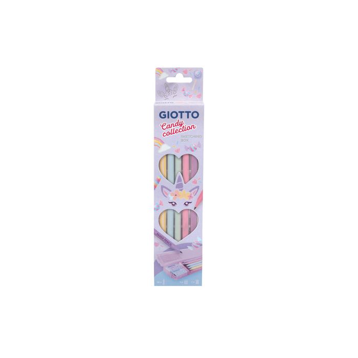 Matite in grafite di carta pressata Giotto Sketching conf. 10 pezzi + 1 temperamatite e 1 gomma Candy Collection main product photo