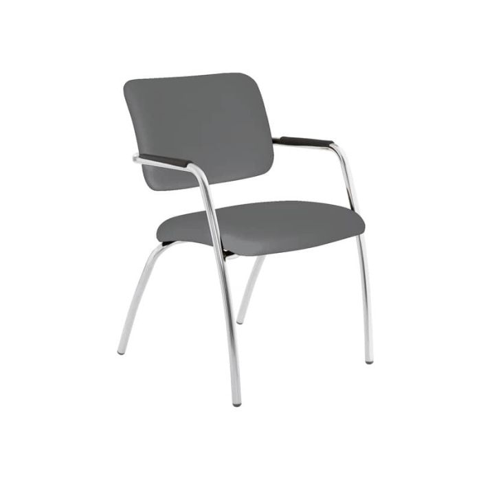 Sedia visitatore a 4 gambe Unisit Lithium LT4G struttura cromata - rivest. ignifugo grigio scuro - LT4G/IT main product photo