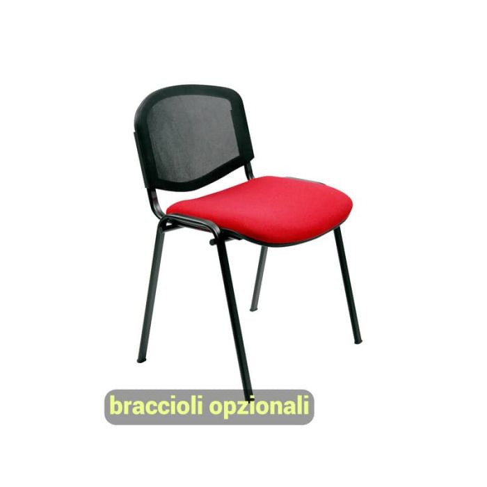 Sedia visitatore 4 gambe Unisit Dado D5N schienale in rete - rivestimento ignifugo rosso - Cf. 2 pezzi - D5N/2/IR main product photo
