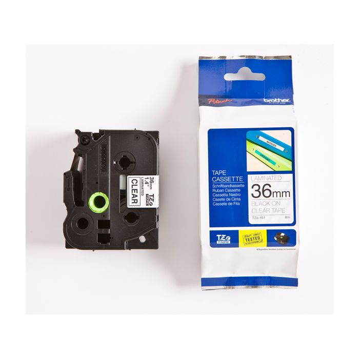 NASTRO BROTHER TZe161 36MMX8MT NERO/TRASPARENTE main product photo
