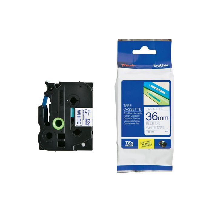 NASTRO LAMINATO BROTHER TZE-263 36MMx8MT BLU/BIANCO main product photo