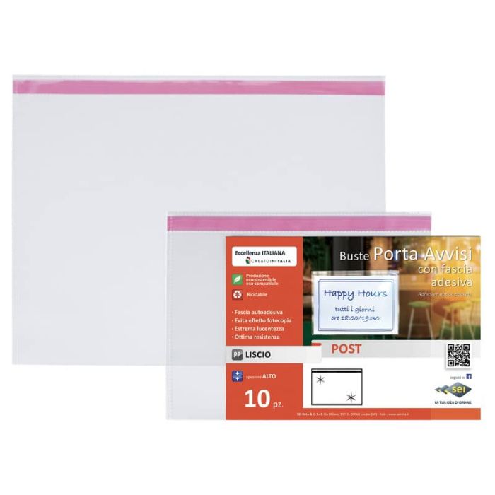 Buste a U Sei Rota Post A4 Album trasparente conf. 10 buste - 410030 main product photo