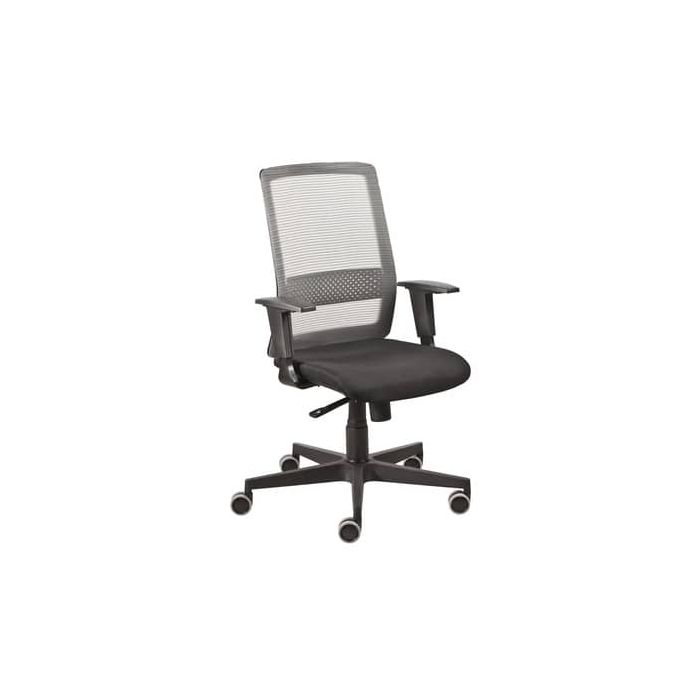 Poltrona semi-direzionale Olimpia Syncro Seditaly tessuto ignifugo nero braccioli regolabili - OLG0T4TEGB833 main product photo