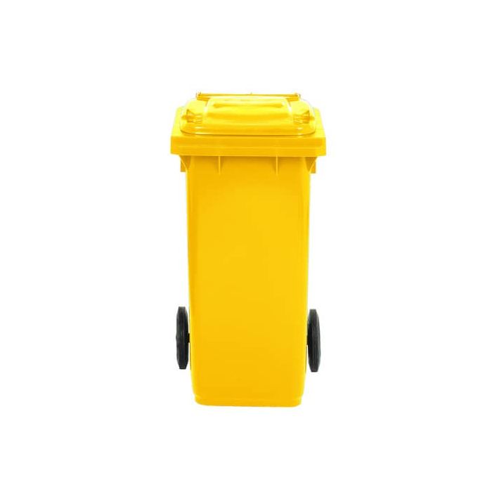 Bidone carrellato per raccolta differenziata 120 lt con coperchio PEHD Mobil Plastic giallo - 1/120/5-GIA main product photo