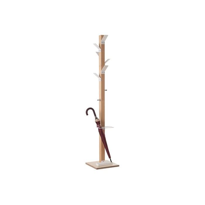 Appendiabiti da terra in legno Paperflow Wood Range Modello A 35x35x180 cm 6 ganci poliestere bianchi - K700000 main product photo