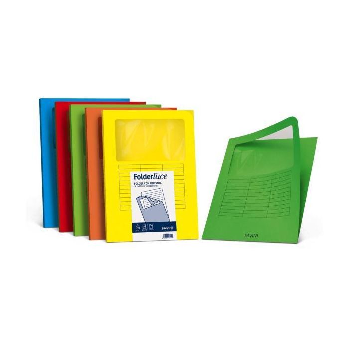 Cartellina con finestra Favini Folderluce 140 g/m 22x31 cm conf. da 10 giallo sole - A51B124 main product photo