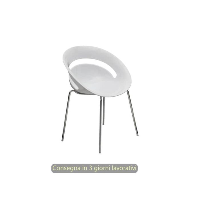 Set 2 sedute ospite Seditaly Chloe' in PP riciclato e gambe in acciaio cromato bianco - COV0F1200PP02 main product photo