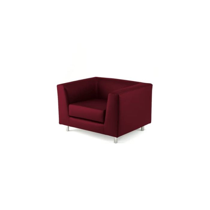Divano attesa a 1 posto Unisit Quad QD1 schienale fisso - rivestimento tessuto ignifugo bordeaux - QD1/ID main product photo