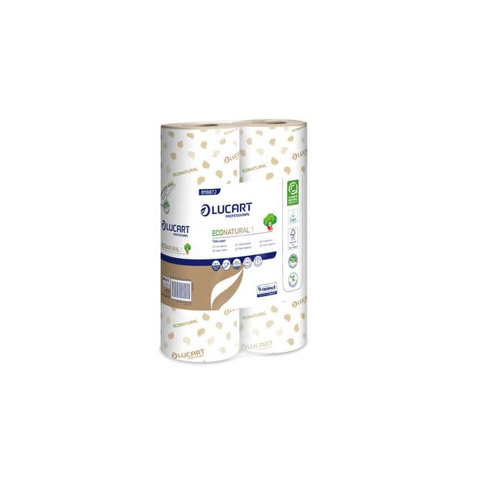 Carta igienica monofascettata Lucart Professional Econatural in Fiberpack 2 veli conf. 6 rotoli da 170 strappi avana main product photo