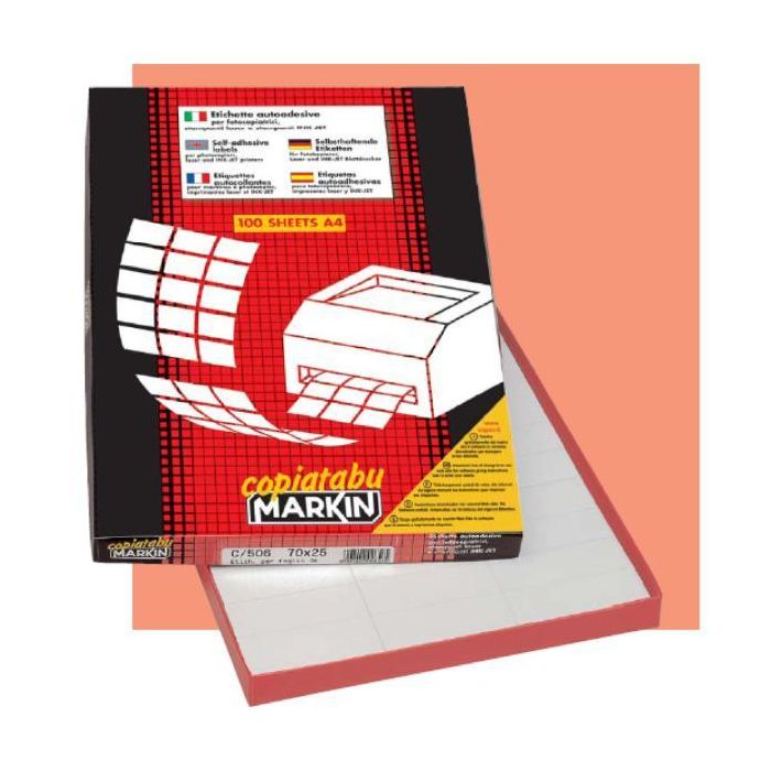 Etichetta adesiva C/509 giallo 100fg A4 210x148mm (2et/fg) Markin main product photo