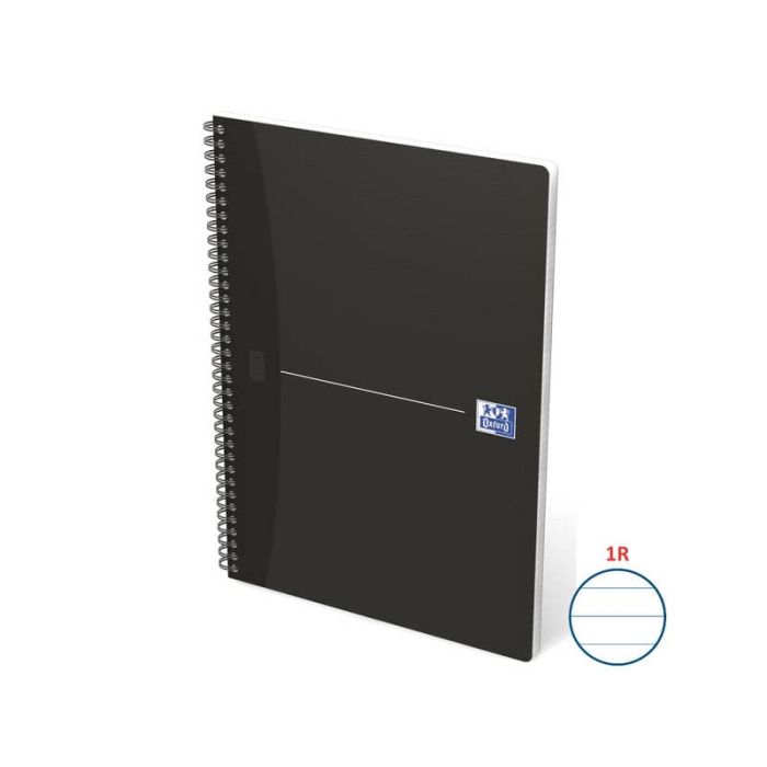 Quaderno spiralato OXFORD Office Essentials Maxi A4 nero rigato 7 mm 100102931 main product photo