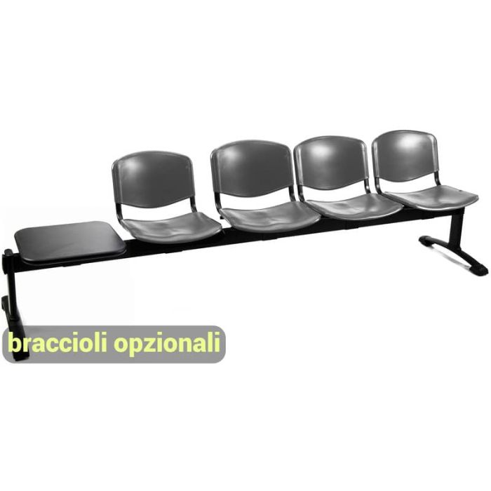 Panca 4 posti attesa Unisit Dado D54PT con tavolino - rivestimento Eco grigio scuro - D54PT/ET main product photo