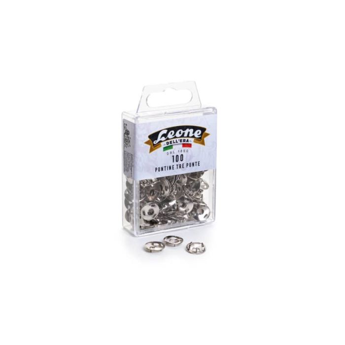 Puntine a 3 punte Leonecolor temperate nichelato diametro testa 12 mm scatola da 100 pz. - AP3P main product photo