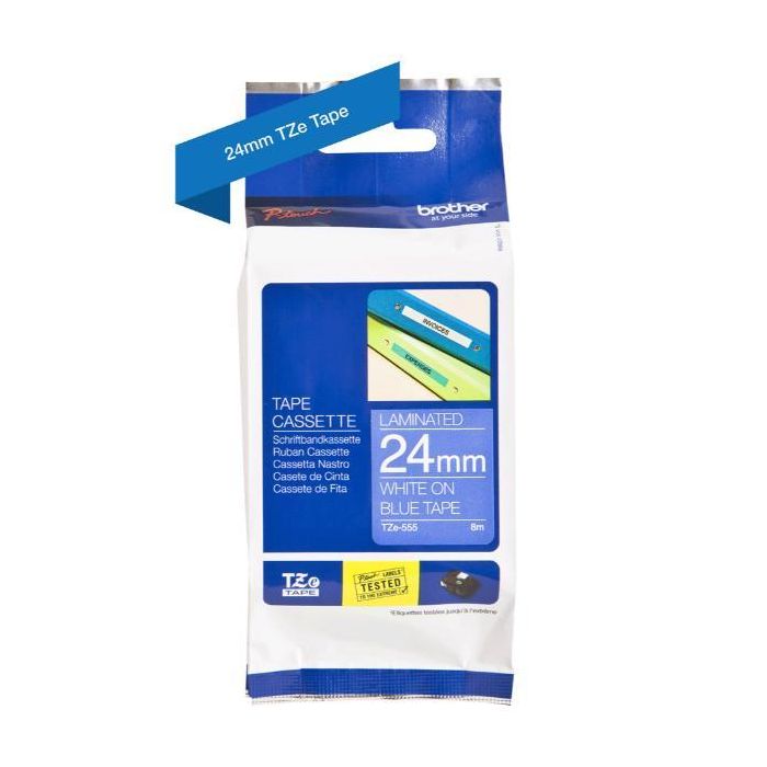NASTRO BROTHER TZE-555 24MMx8MT LAMINATO BIANCO SU BLU main product photo