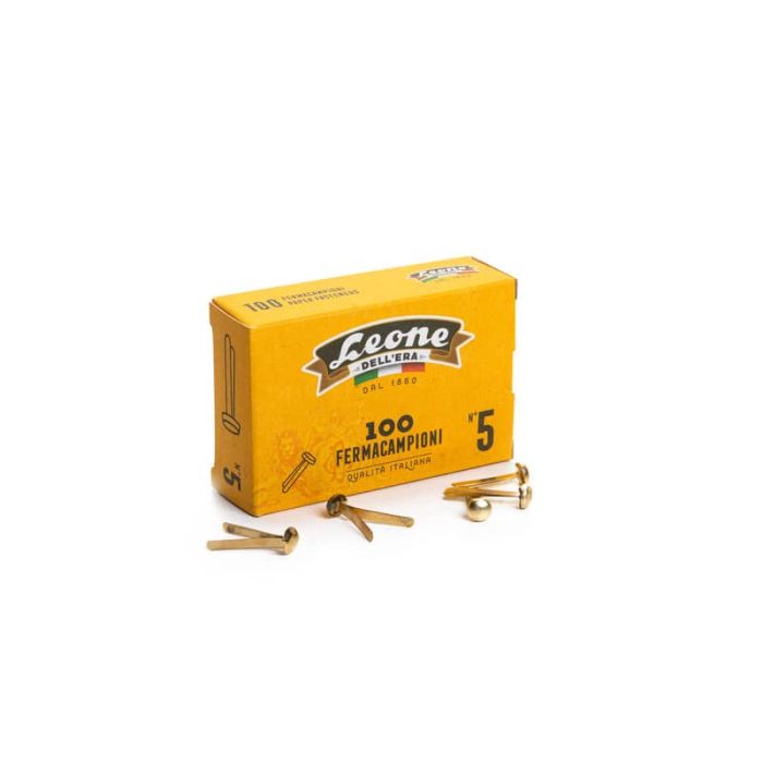 Fermacampioni Dell'Era in acciaio testa bombata N.5 25 mm ottone scatola da 100 pz. - FC5 main product photo