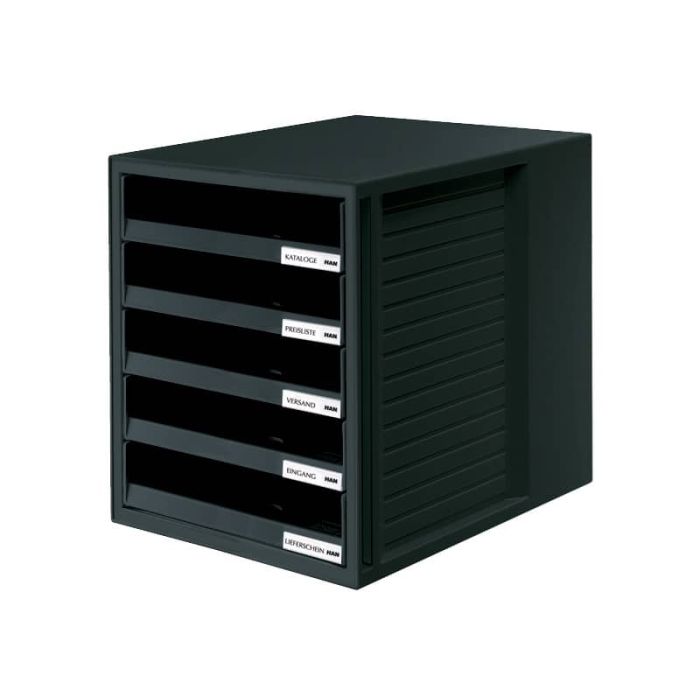 Cassettiera SCHRANK-SET HAN in polistirolo con 5 cassetti aperti nero 1401-13 main product photo