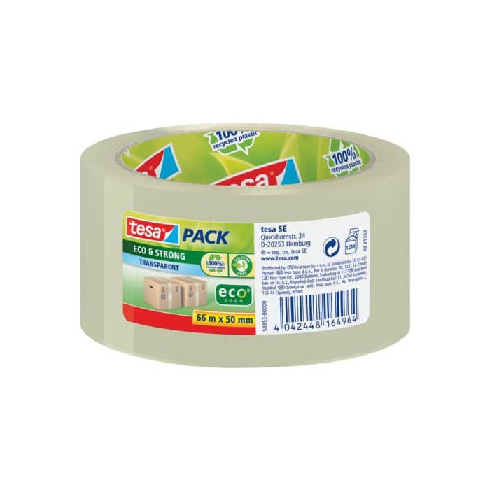 Nastro adesivo per la spedizione tesapack eco&strong 50 mm x 66 m trasparente - 58153-00000-00 main product photo