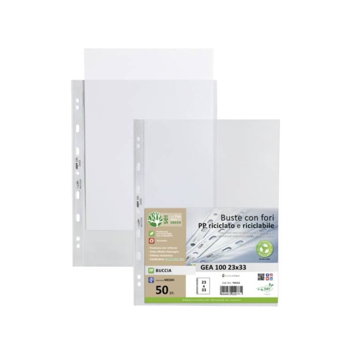 Buste in PP buccia Sei Rota Gea 100 trasparente 22x33 cm - medio spessore - confezione 50 pezzi - 702312 main product photo