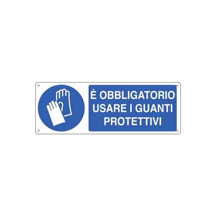 Cartello d'obbligo 35x12,5 cm Cartelli Segnalatori ''E' obbligatorio usare i guanti protettivi'' - E1904K main product photo
