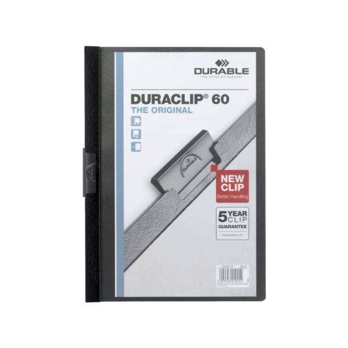 Cartellina con clip Durable DURACLIP A4 - dorso 6 mm - capacità 60 fogli nero - 220901 main product photo