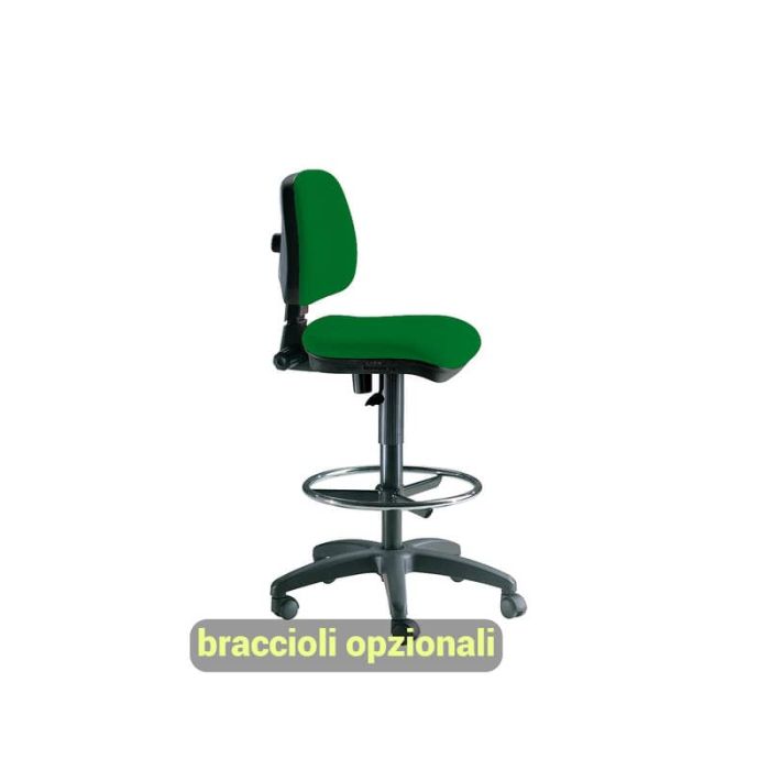 Sgabello tecnico Unisit Esos EO0 seduta alta - poggiapiedi telescopico - rivestimento Eco verde - EO0/EV main product photo