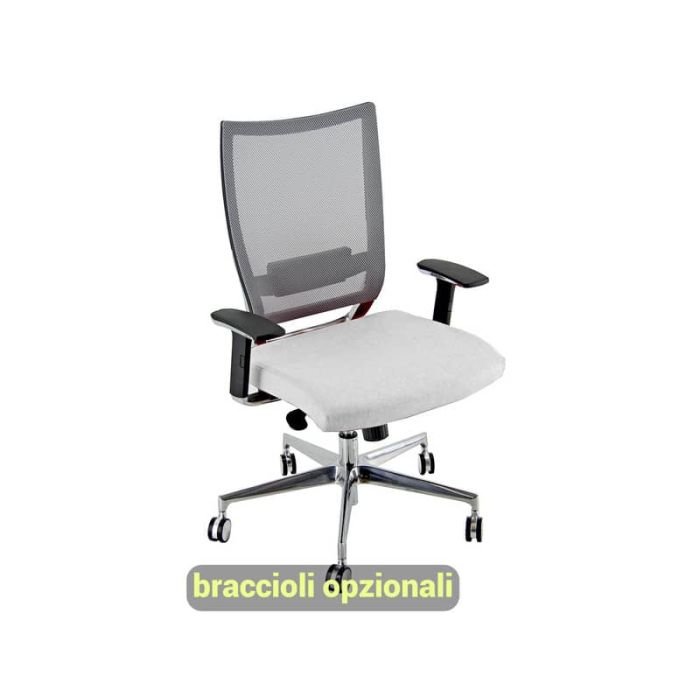 Sedia semidirezionale girevole Unisit Concept COT - schienale in rete - rivestimento pelle bianco - COT/PQ main product photo
