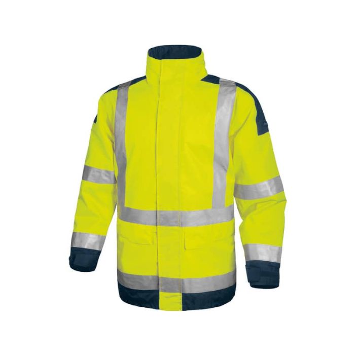 Giacca da lavoro Delta Plus Parka Easy View c/zip imperm. - Cl.3 - 4 tasche - argento giallo fluo-blu - M - EASYVJMTM main product photo