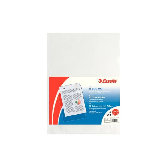 Buste a L non perforate Esselte OFFICE PP antiriflesso trasparente 22x30 cm conf.50 - 395082000 main product photo