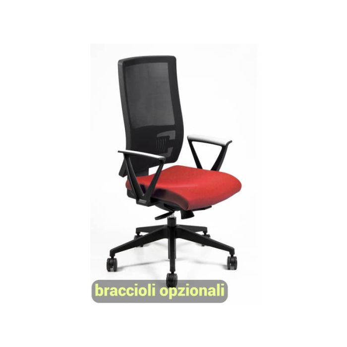 Sedia operativa girevole Unisit Nereide NDAE schienale in rete - rivestimento ignifugo rosso - NDAE/IR main product photo
