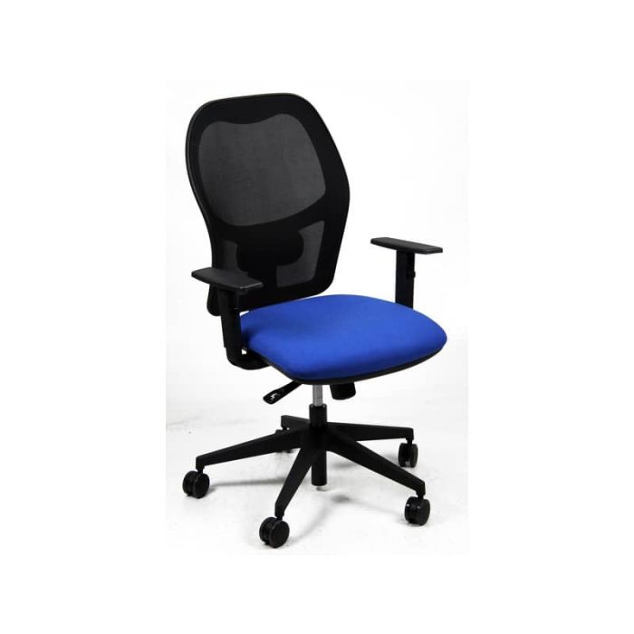 Sedia operativa girevole Unisit Hubble HUHU schienale in rete nero - rivest. Eco blu con braccioli - HUHU/BR/EB main product photo