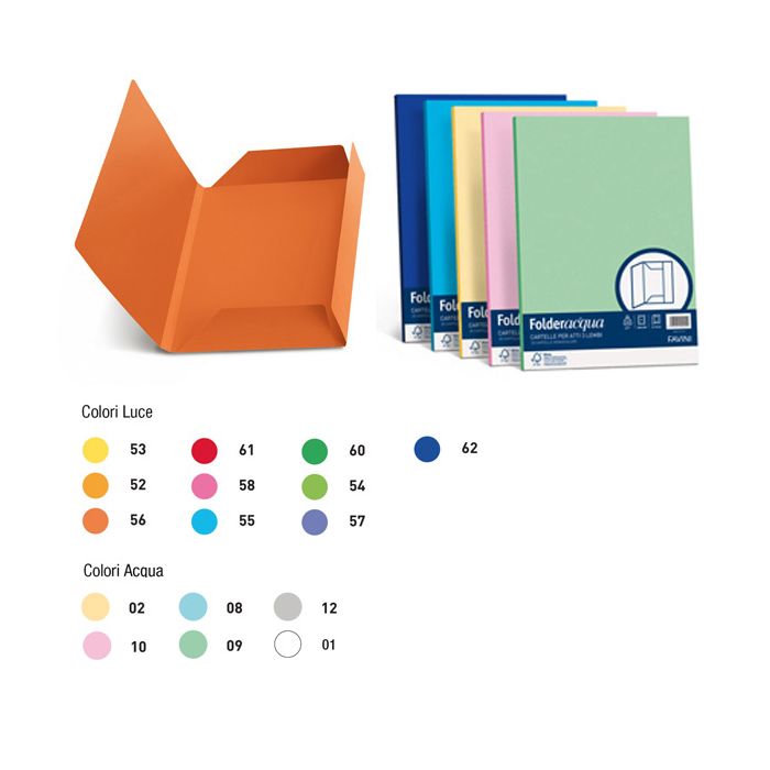 Cartellina 3 lembi Favini Folder Luce&Acqua 200 g/m 24,5x34,5cm conf.25 ciclamino - A50F434 main product photo