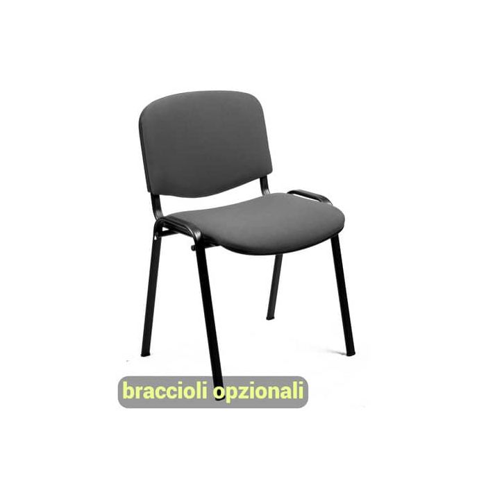 Sedia visitatore 4 gambe Unisit Dado D5S acciaio nero - rivestimento Eco ppl - grigio chiaro - Conf. 4 pezzi - D5S/4/EI main product photo