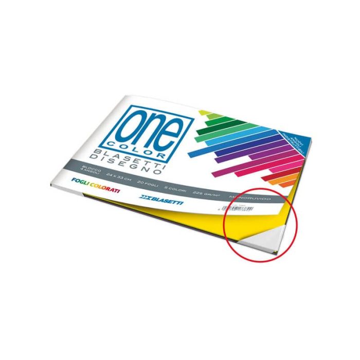 Album da disegno 20 ff 225 gr/mq - 24x33 cm - angoli rinforzati One Color fogli 5 colori assortiti - 7384 main product photo