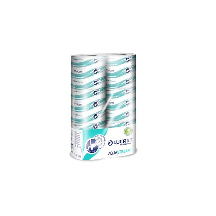 Carta igienica fascettata Aquastream 2 veli - formato hotel - 200 strappi - Lucart Professional - conf. 6 rotoli main product photo