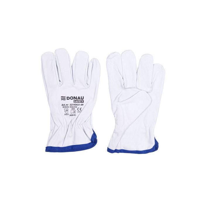 Guanti da lavoro in pelle di capra con polsino elastico bianco Donau Safety conf. 12 pz Tg. 7/S - 32143621-07 main product photo