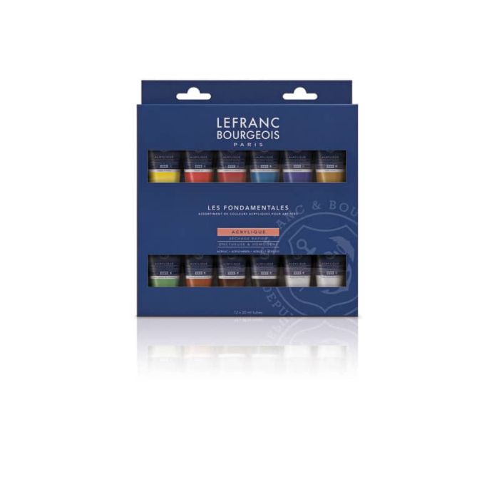 Vernice Acrilica fine in tubetto 20 ml - Lefranc Bourgeois - colori assortiti - Conf. 12 pezzi - 300341 main product photo