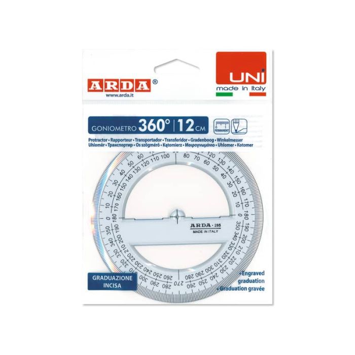 Goniometro ARDA Linea Uni plastica termoresistente fumé ottico trasparente 360° 12 cm - 285SS main product photo