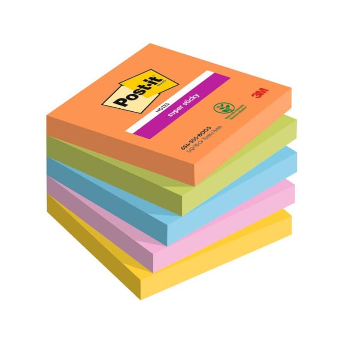 Foglietti Post-it® Super Sticky Boost - conf. 5 blocchetti da 90 ff Post-it® 76x76 mm - 654-5SS-BOOS main product photo