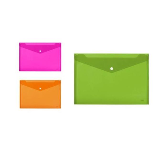 Buste con bottone Lebez in PP 33,5x23,5 cm - conf. 3 pezzi - colori fluo - 80438 main product photo