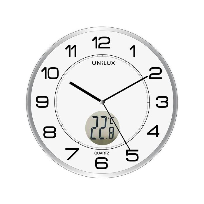 Orologio da parete UNILUX Tempus con termometro digitale Ø 30,5 cm grigio metallizzato - 400094592 main product photo