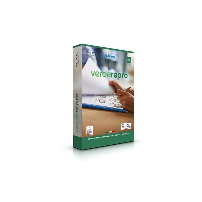 Carta per fotocopie A4 Burgo Repro Verde - High Quality 80 gr. bianca Risma 500 fogli - 8144 main product photo